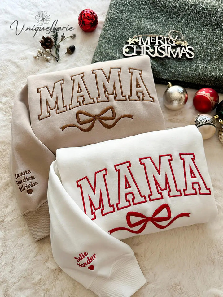 Custom Bow College Mama Embroidered Sweatshirt