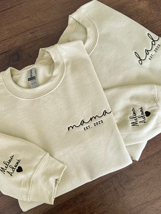 Custom Mama/Dad Embroidered Sweatshirt/Hoodie