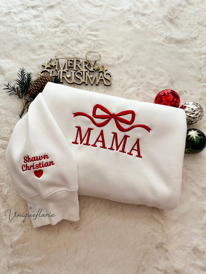 Custom Bow Mama/Grandma Embroidered Sweatshirt