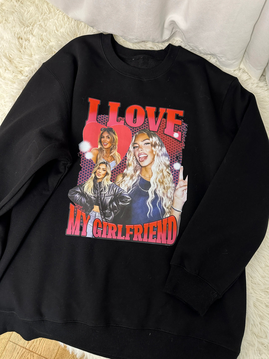 Foto personalizada Amo a mi novia/novio sudadera con 3 imágenes