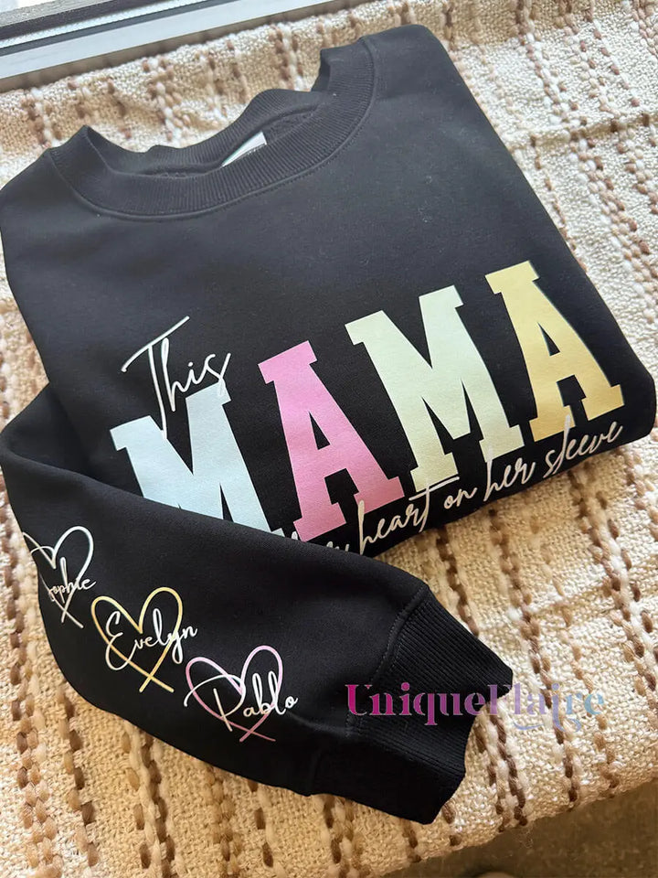 Personalizado Esta mamá lleva su corazón en su manga sudadera/sudadera con capucha/camiseta