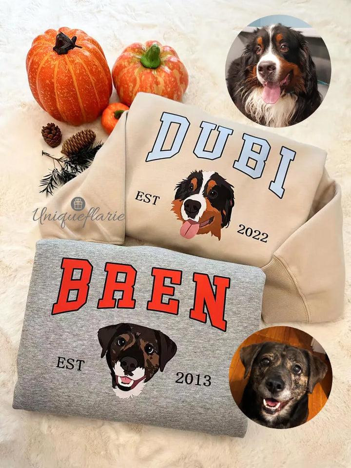 Custom College Pet Portrait Sweatshirt