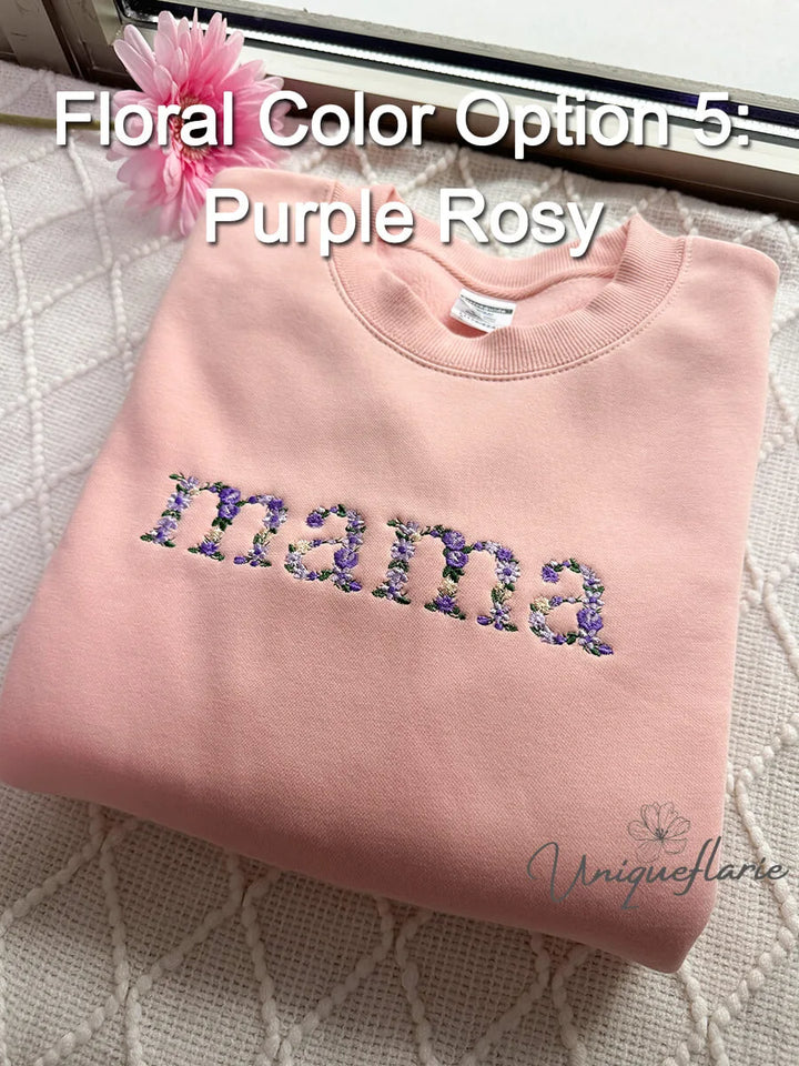 Sudadera/sudadera con capucha/camiseta floral bordada personalizada para mamá/abuela