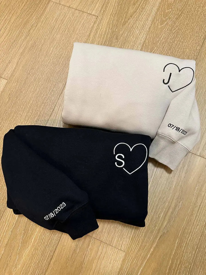 Sudadera/sudadera con capucha con inicial de corazón bordada personalizada